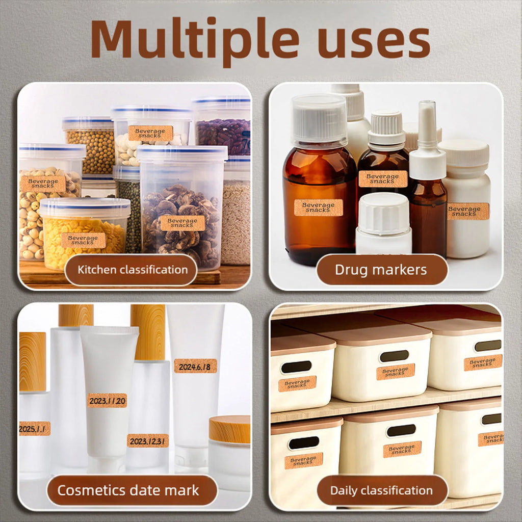 Cork Label Sticker Wooden 30x60mm Water Oil Proof Self Adhesive Wooden Label for Kitchen Office School 20 Sheet Zpaxo