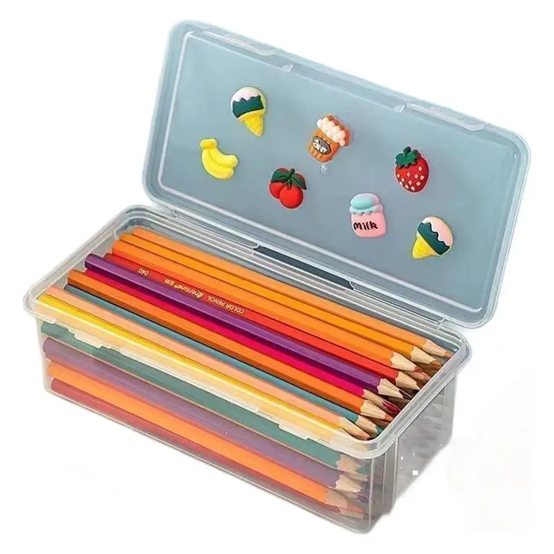 Plastic Storage Box Large Capacity Transparent Stationery Case Pencil Case Children's Crayon Painting Sketching Muilt Pencil Bag Zpaxo
