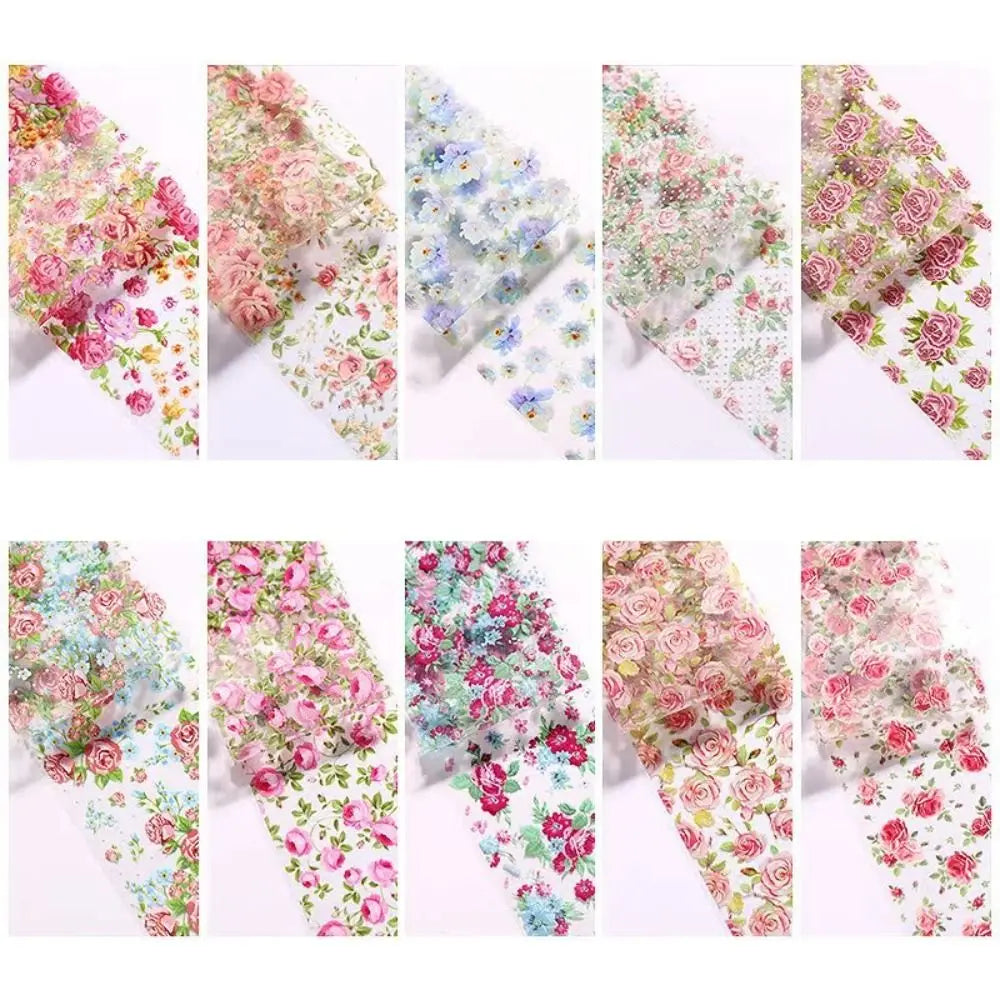 Fashion Mixed Designs Nail Wraps Floral Rose Flower Art Foils Easy Zpaxo