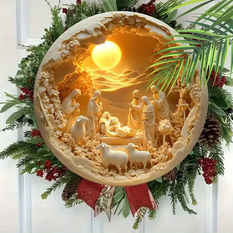 Handmade Nativity Scene sculptures - acrylic religious statues, country farmhouse Christmas table decorations Zpaxo