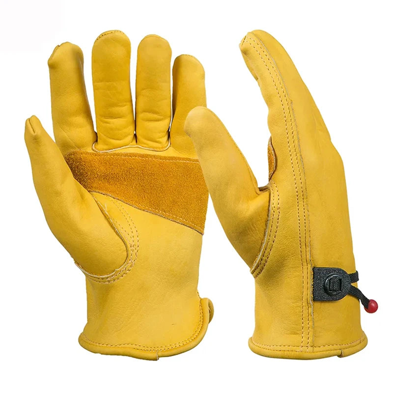 1 Pair Work Gloves Cowhide Leather Workers Welding Safety Protection