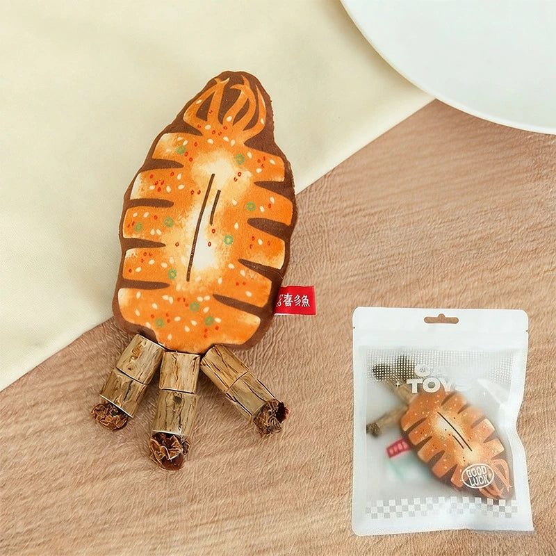 Grilled Fish Squid Cat Chew Toy Silvervine Catnip Interactive Teeth Zpaxo Squid Shape 1pcs