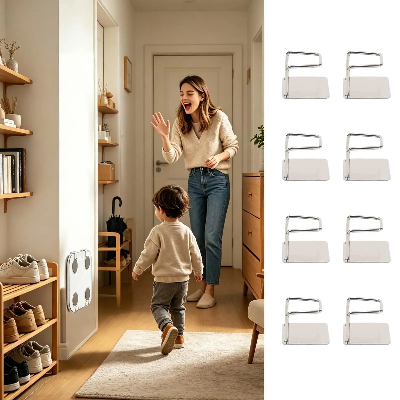 Scale Holder Wall Mount 8 Vertical Adhesive Storage Rack Weight