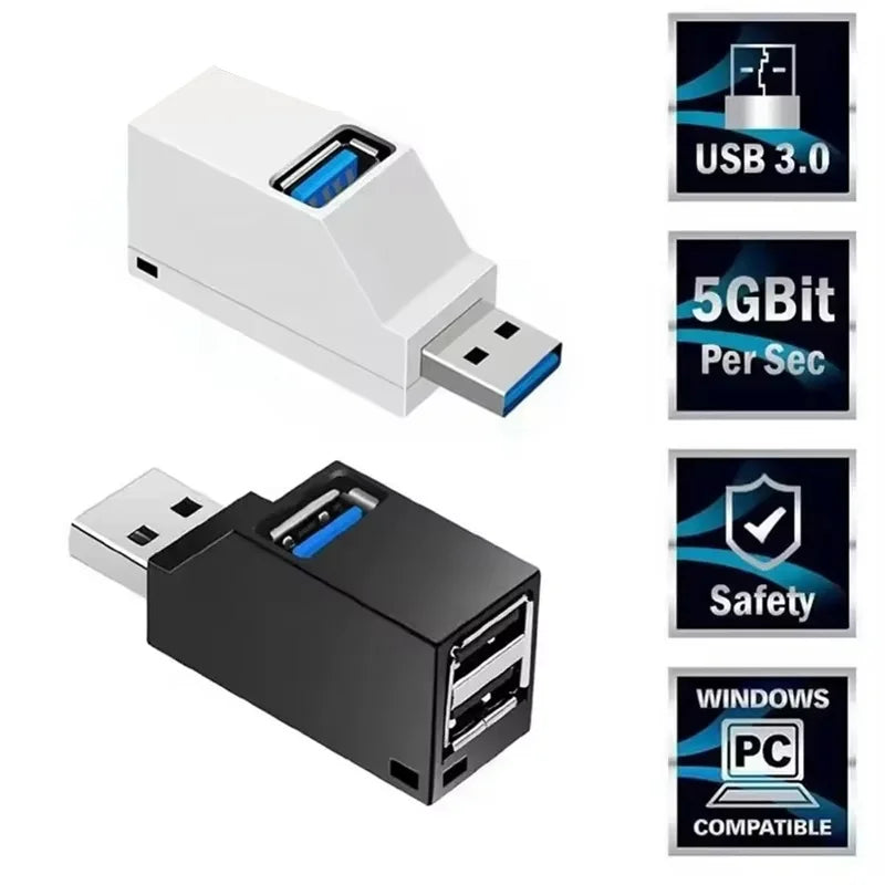 USB 3.0 HUB Adapter USB Extender Mini Splitter Box 1 to 3 Ports High Speed USB 2.0 For PC Laptop U Disk Card Reader Accessories Zpaxo
