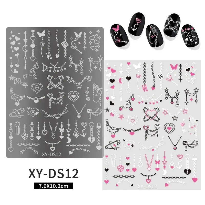 Lace Castle Nail Stamping Plates Ghost Skull Moon Star Butterfly Zpaxo 12