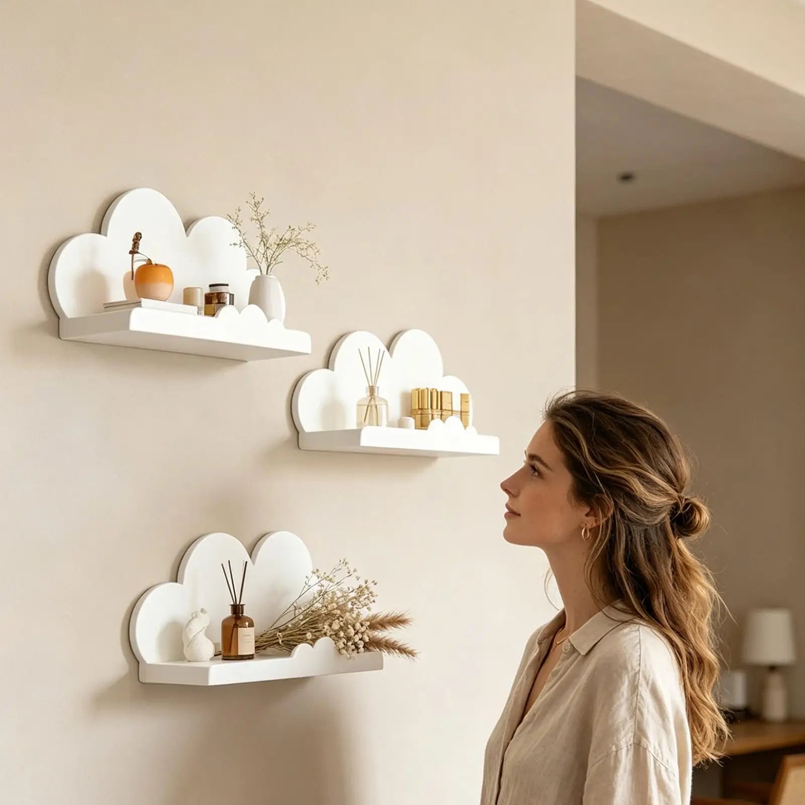 Cloud Shelves 3 Cute Space Saving Organizer Wall Kids Room Bedroom