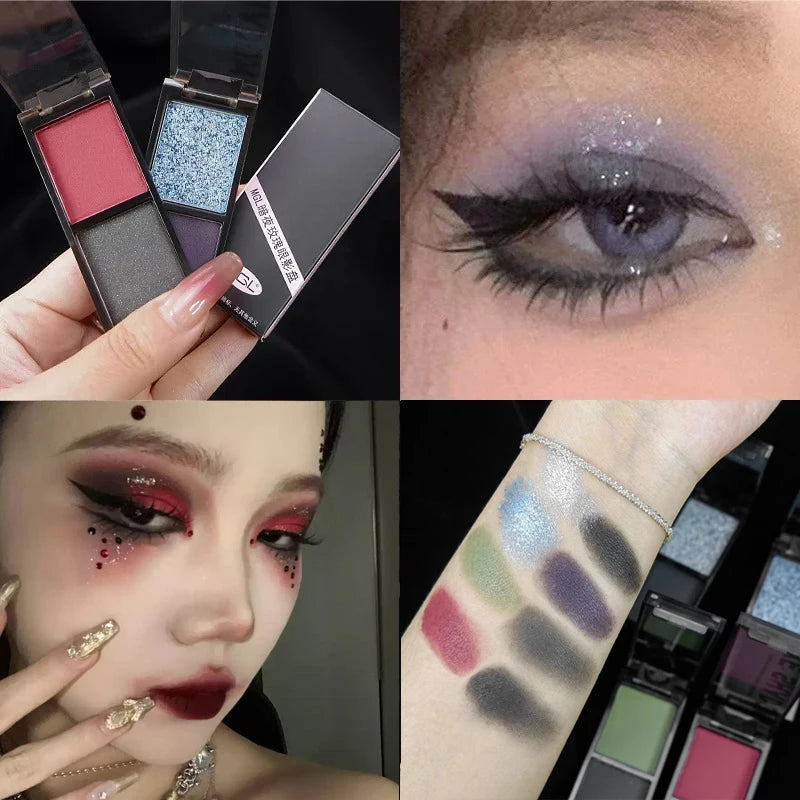 Two-color Black Red Eyeshadow Palette Multifunctional Makeup Silky