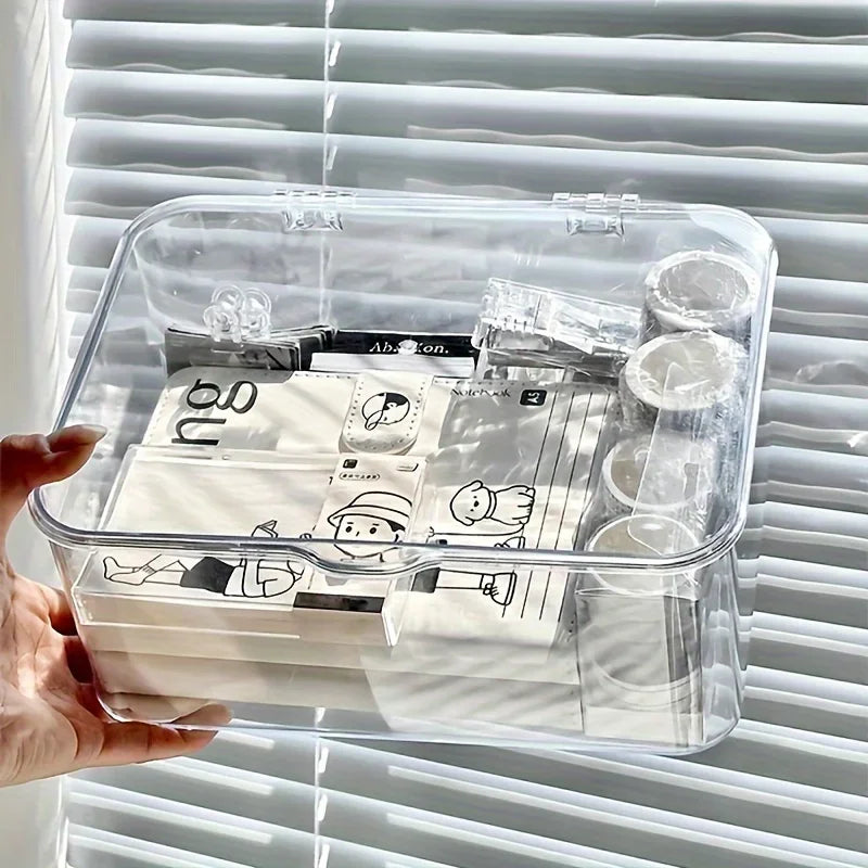Acrylic Clear Storage Organizer Box Clamshell Design Home Office