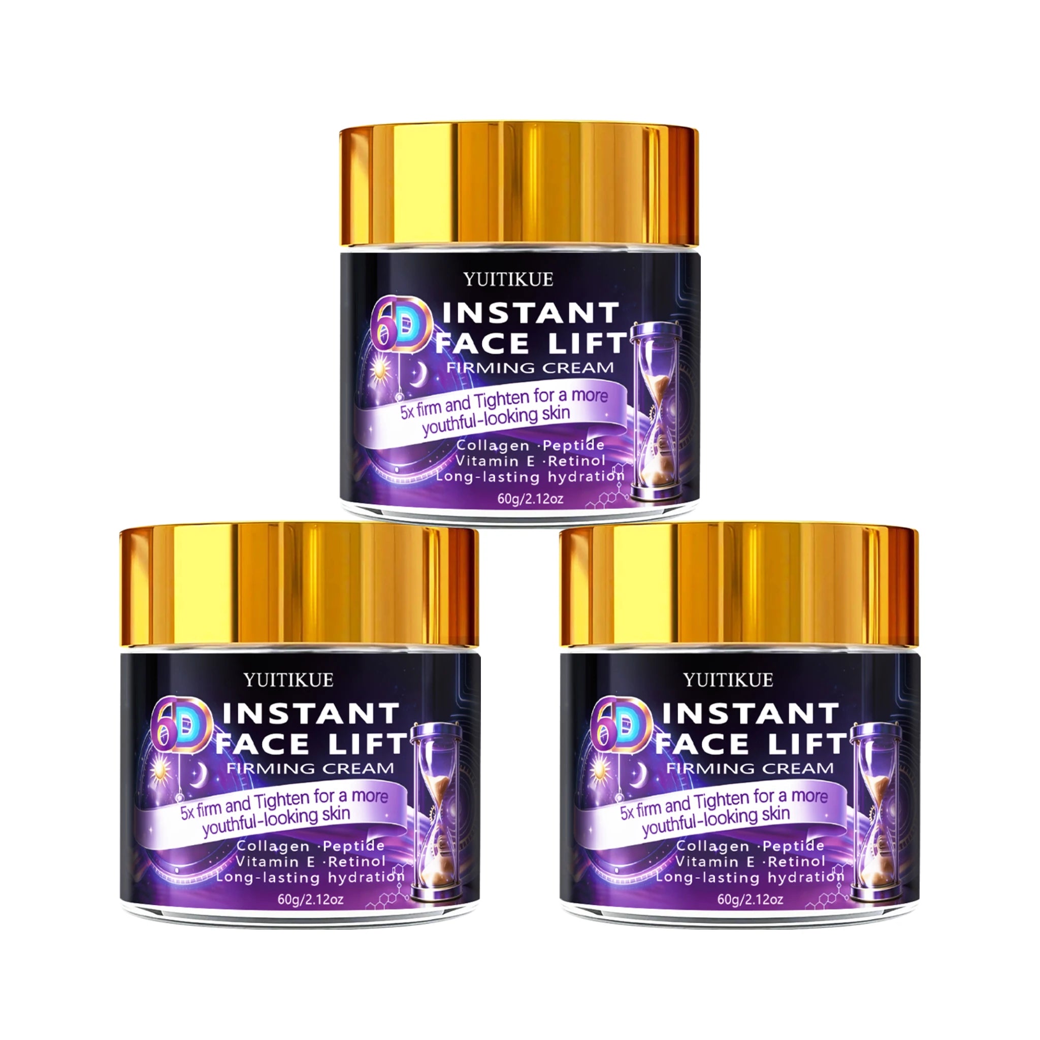YUITIKUE 6D Instant Face Lift Firming Cream – Tighten & Smooth Face Firming Cream Zpaxo 3pc