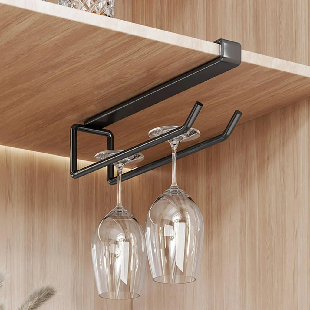 Under Cabinet Glass Rack No Drill Space Saving Metal Counter Storage