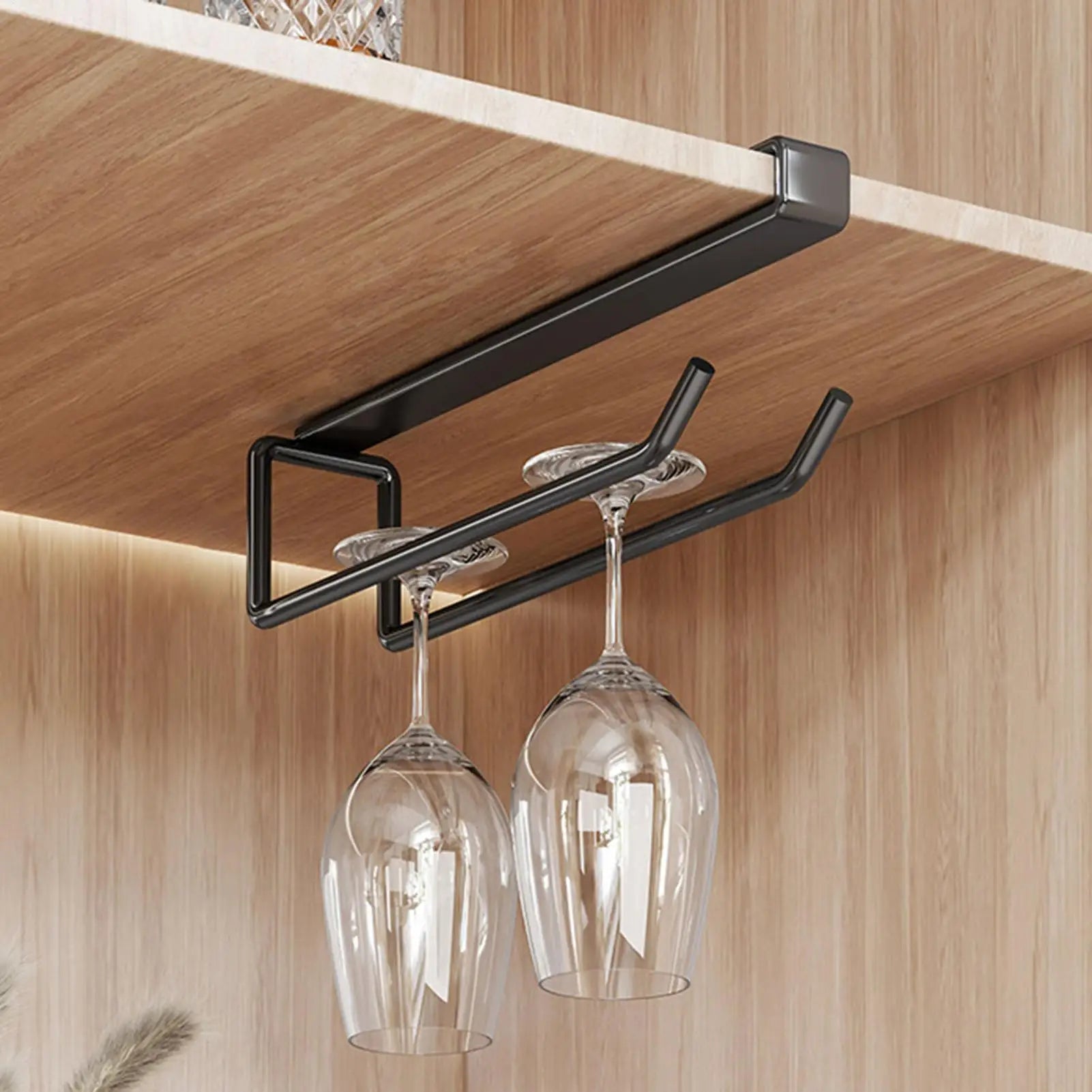 Under Cabinet Glass Rack No Drill Space Saving Metal Counter Storage