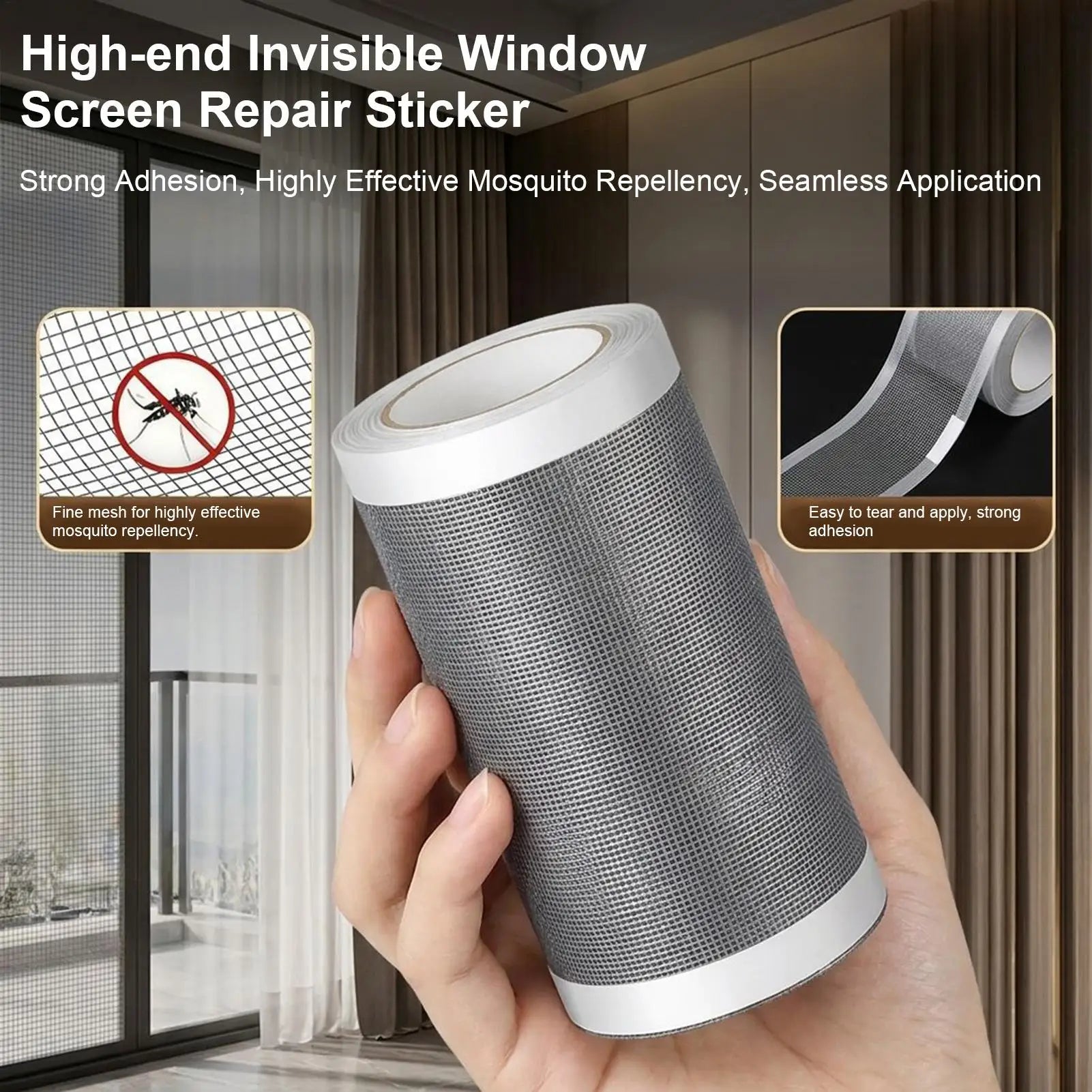 Screen Repair Tape Self Adhesive Fiberglass Mesh Window Door Fix