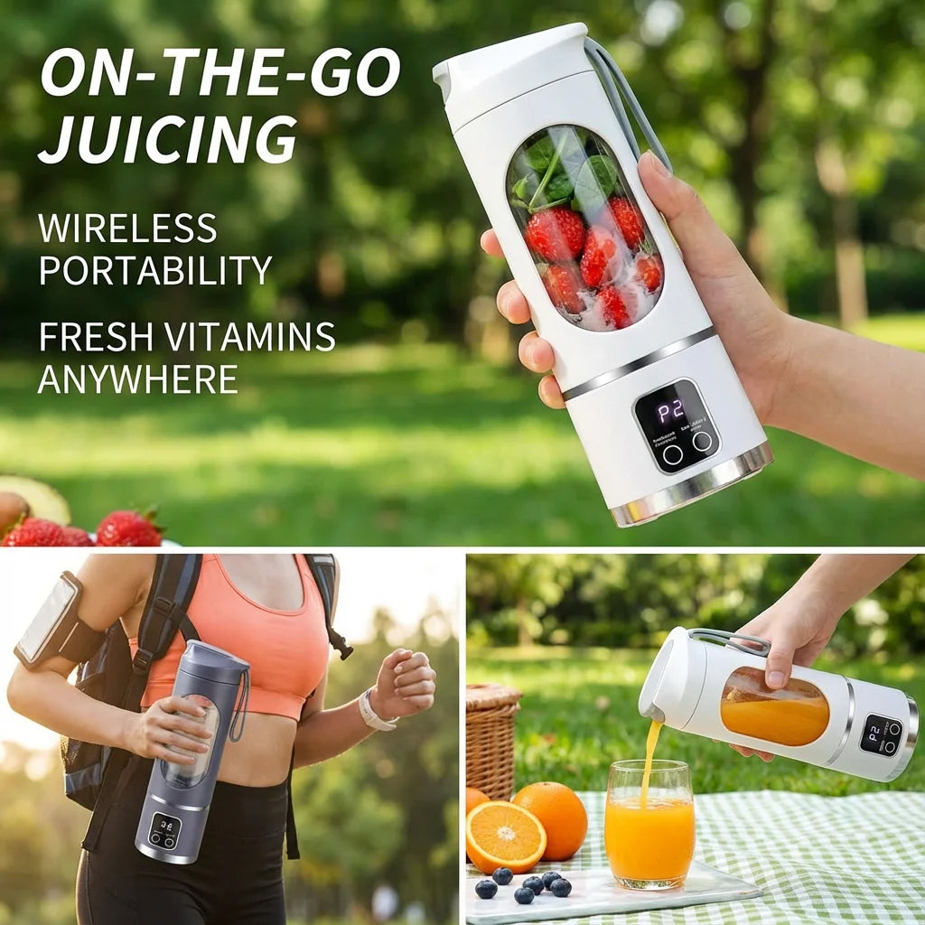 2025 Mini Electric Juicer with Powerful Motor 450ML Large Capacity Digital Display Crushed Ice Household Charging Juice Cup Zpaxo