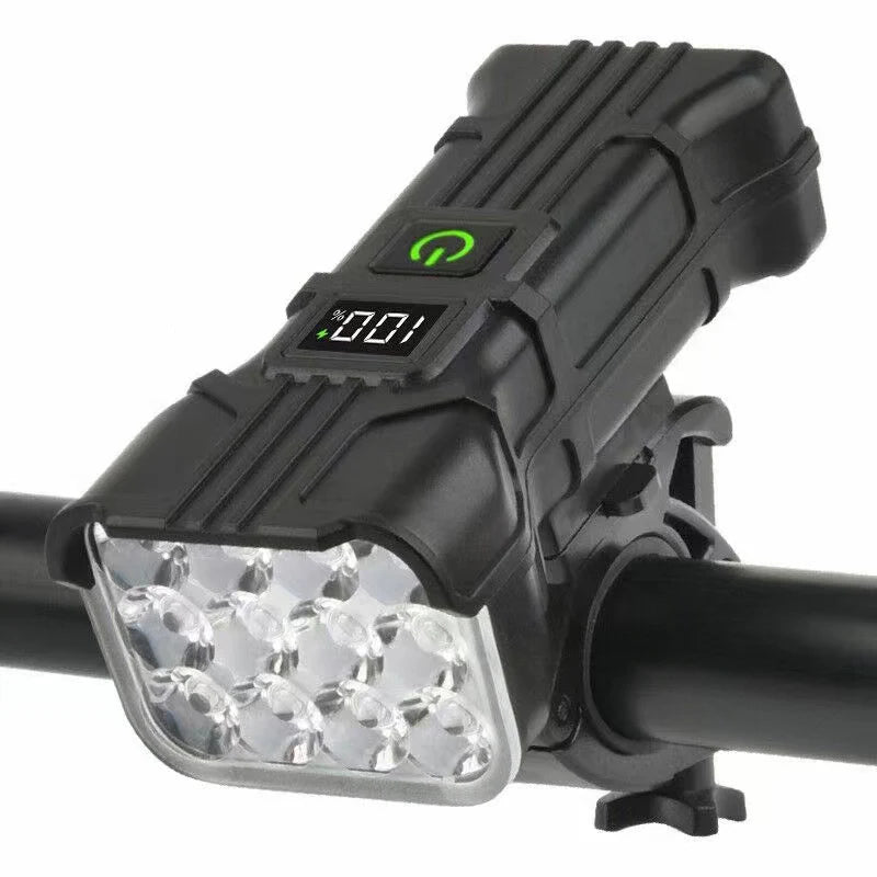 2 In1 12LED Bicycle Light with Horn Bike Headlight Power Bank Flashlight Handlebar USB Charging MTB Road Cycling Highlight Zpaxo Black