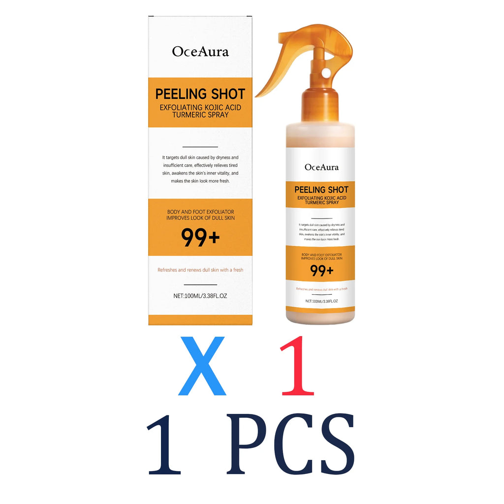 Kojic Acid & Turmeric Body Exfoliating Spray Brightening Dark Spots & Smoothing Rough Skin Gentle Chemical Peel for Back Chest Zpaxo 1 Pcs