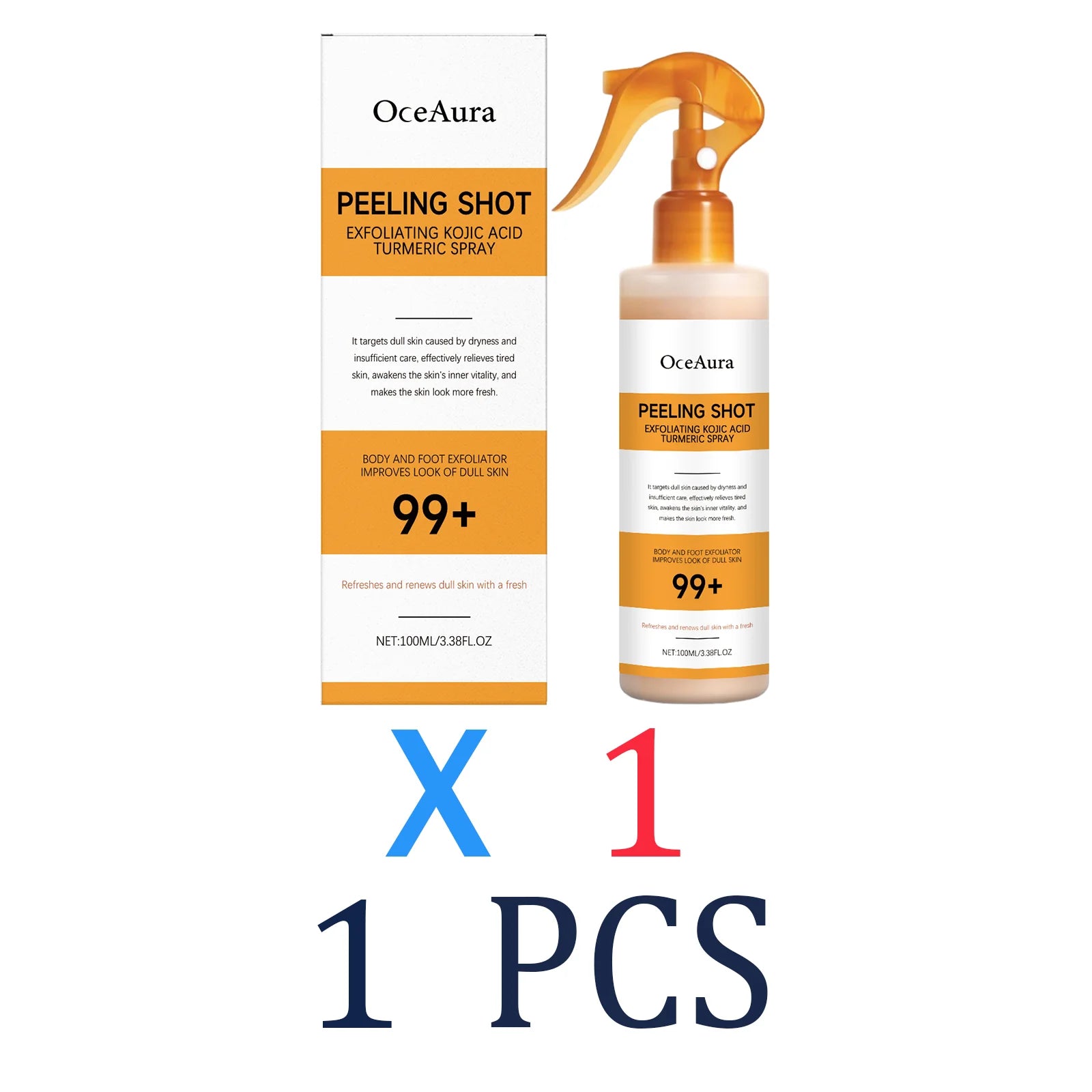 Kojic Acid & Turmeric Body Exfoliating Spray Brightening Dark Spots & Smoothing Rough Skin Gentle Chemical Peel for Back Chest Zpaxo 1 Pcs