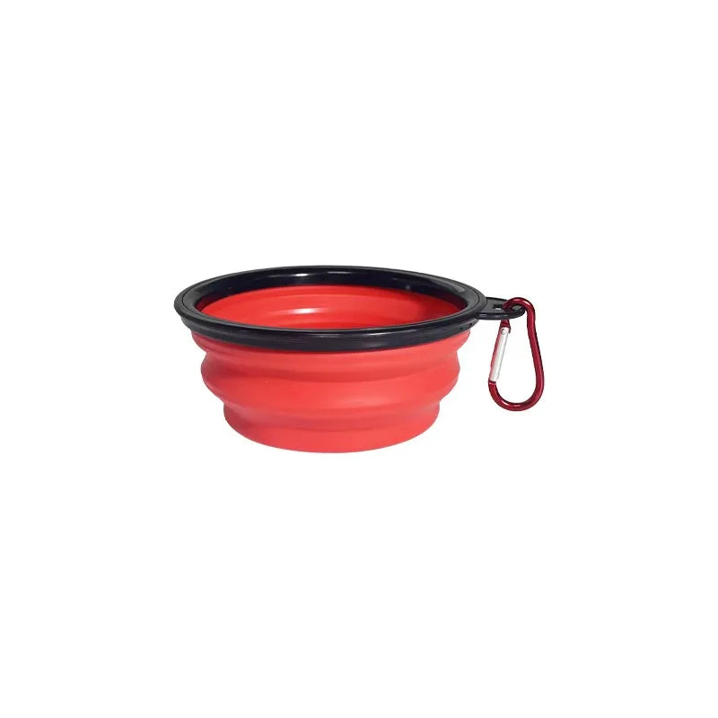 Dog Bowls Expandable Foldable Travel Pet Carabiners Durable Plastic Zpaxo Red