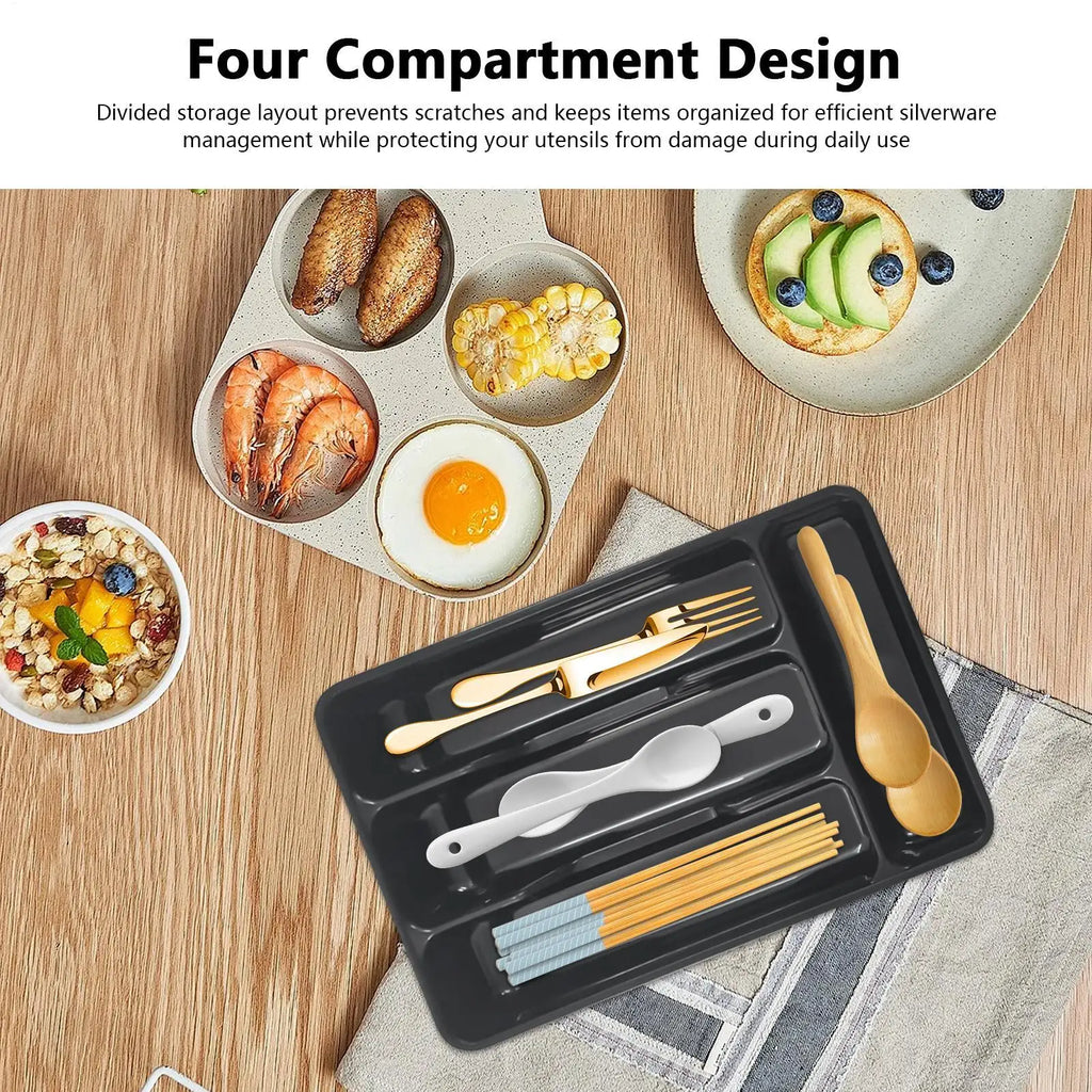 Silverware Tray Drawer Flatware Organizer Compact Holder 4