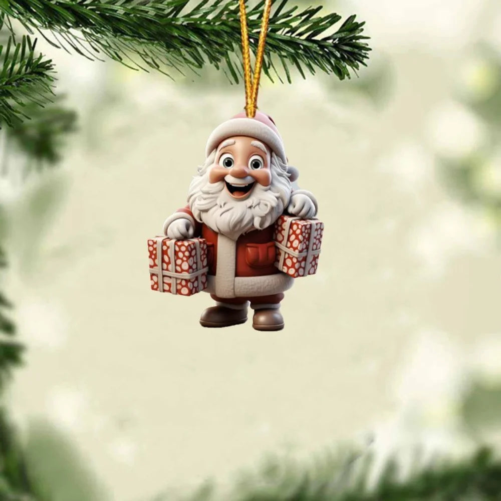 2D Santa Claus Acrylic Christmas Tree Hanging Ornament Christmas Ornament Zpaxo