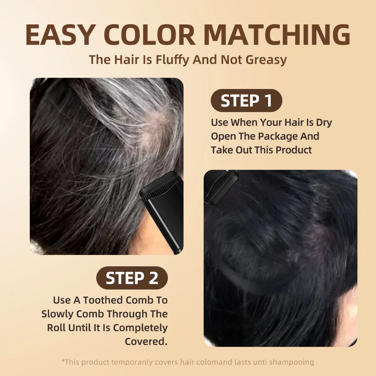 Instant Gray Hair Touch-Up Comb Pen - Gentle Physical Cover, Quick Color Matching, Portable Root Concealer Zpaxo