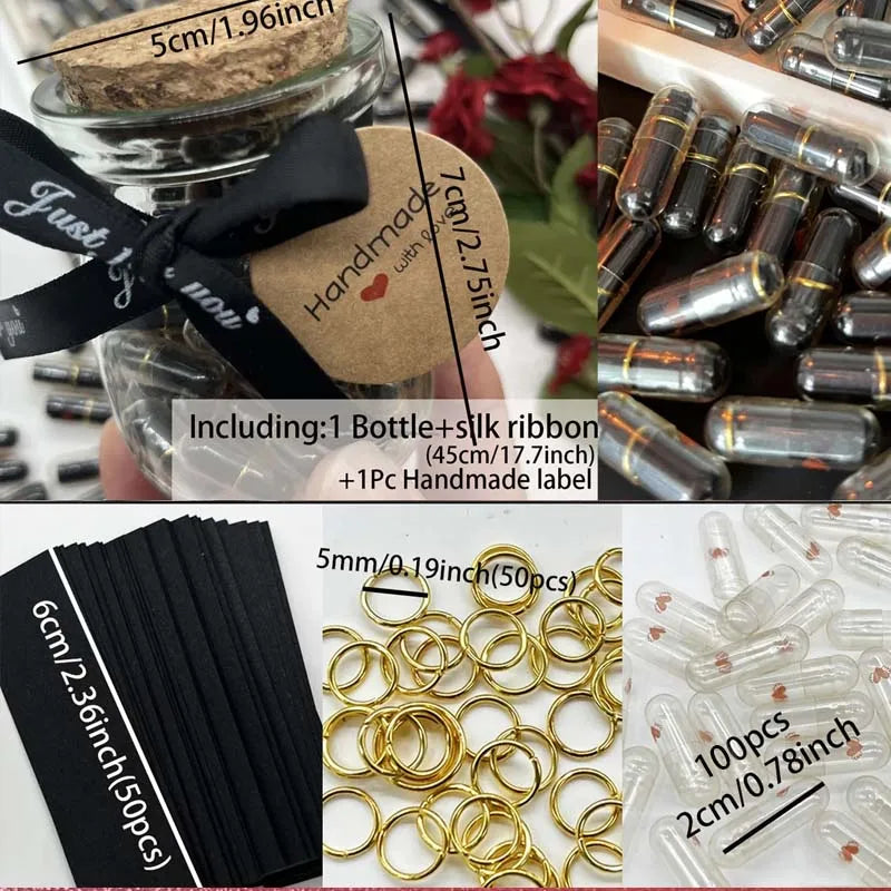 100pcs Message Capsule In Bottle Transparent Letter Love Pill Emoticon Smile Pills With Roll Paper Wedding Valentine's Gift Zpaxo style 1