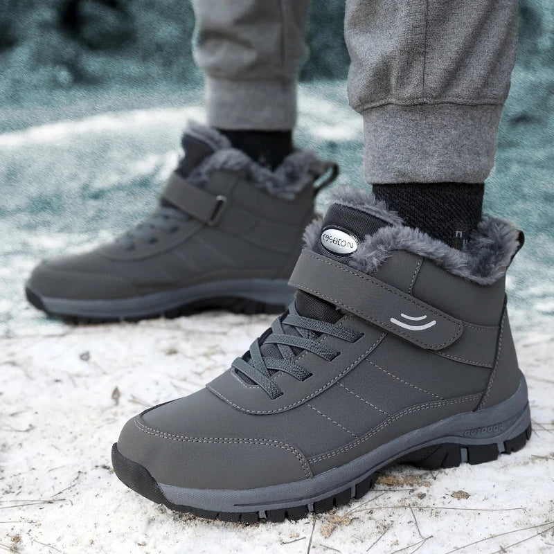 Leather Boots Men Women Shoes Waterproof Boot Man Plush Keep Warm Zpaxo