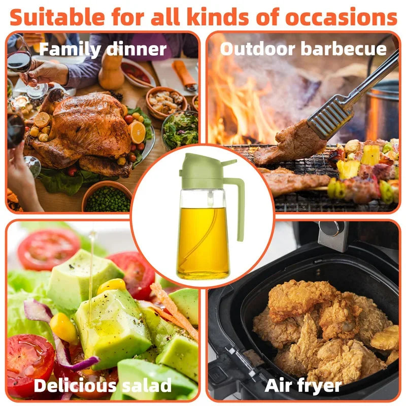 2 in 1 Pour Spray Sprayer Kitchen Fryer Air Spray Oil Dispenser Bottle for Olive Oil Cooking Frying BBQ Camping Large Capacity Zpaxo