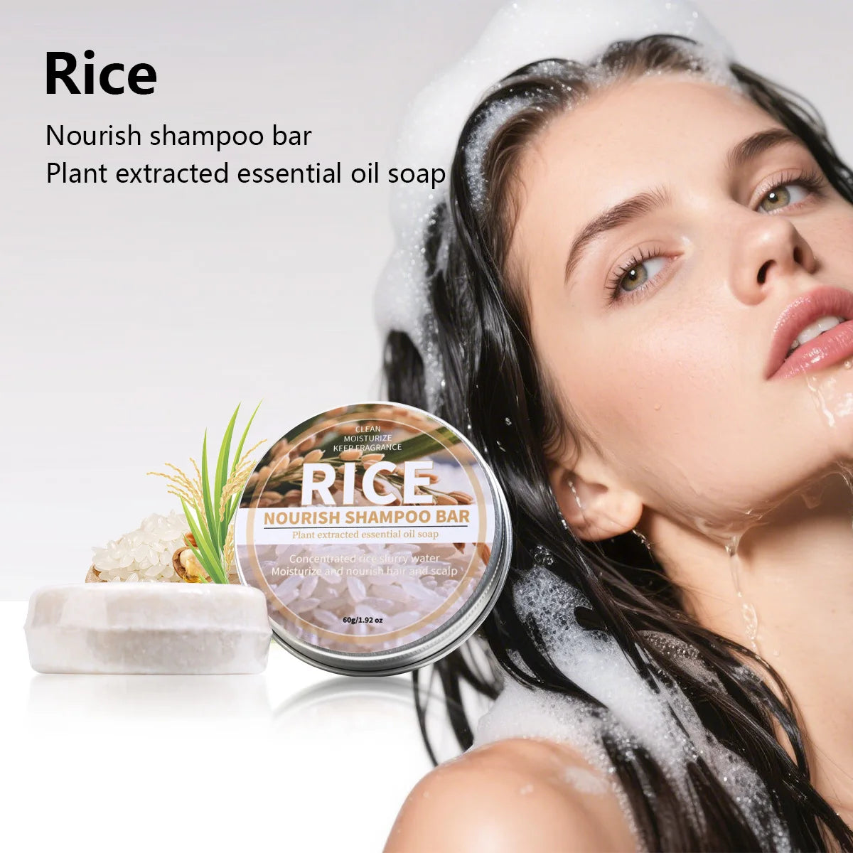Rice Water Shampoo Bar – Natural Deep Cleansing Hair Soap Shampoo Bar Zpaxo 60g