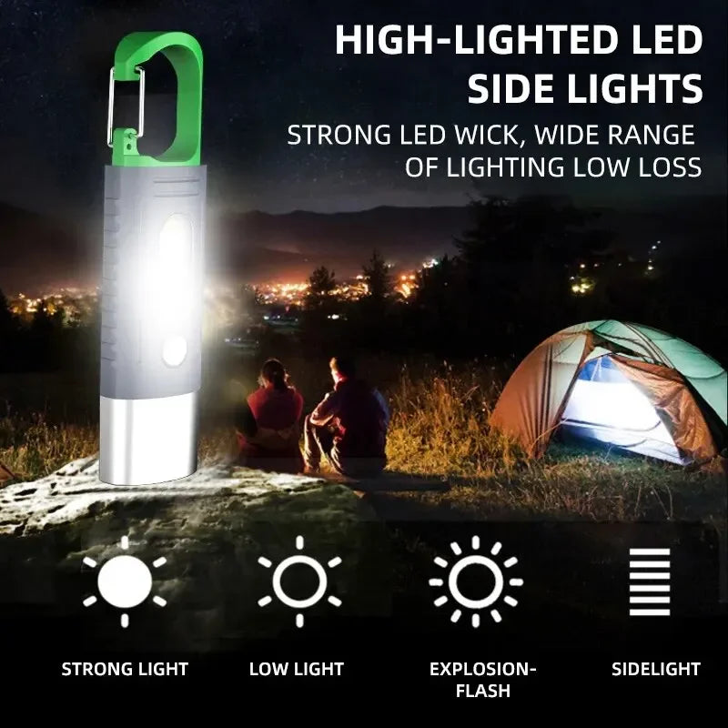 Mini LED Flashlight – Zoom, Waterproof, 3 LED + Side Lights