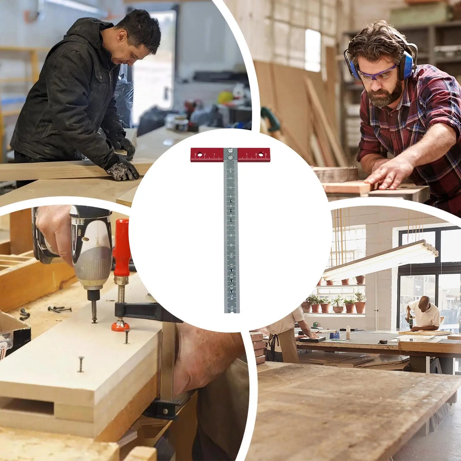 Woodworking Ruler Right Angle T Shape Positioning Marking Tool