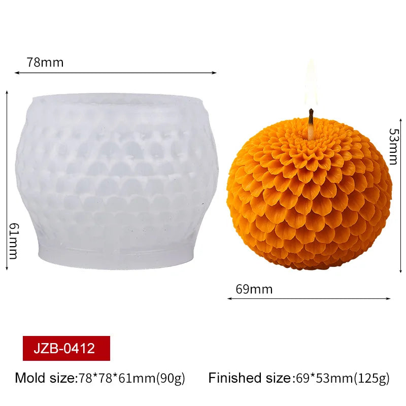 3D Flower Candle Silicone Mold for Wedding Valentine's Day Hibiscus Daisy Dahlia Tulip Vase Scented Aroma Soap Wax Ornament Mold Zpaxo Dahlia