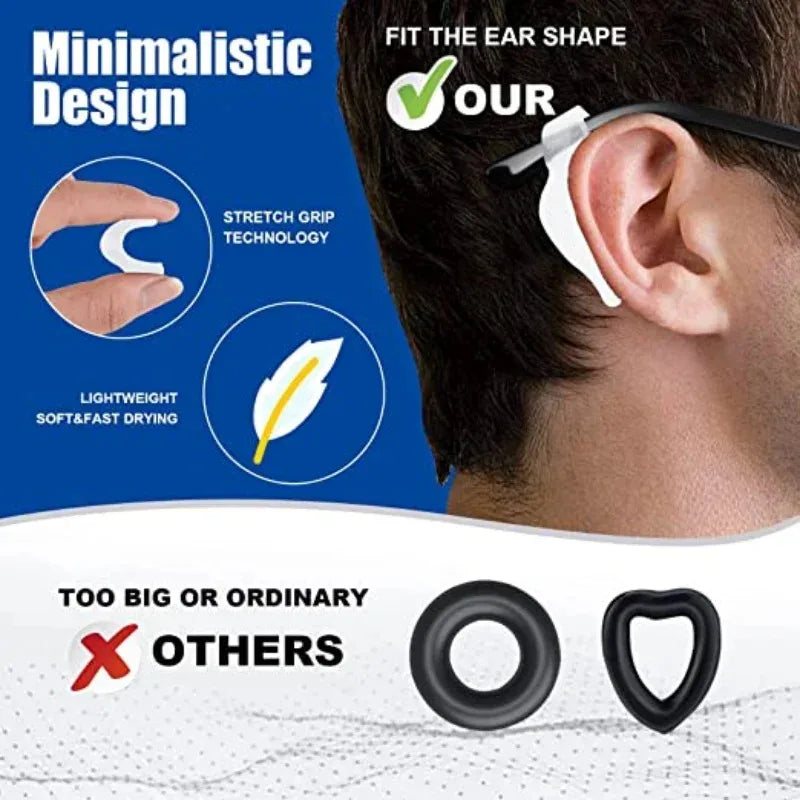 Clear Silicone Anti-Slip Eyeglass Ear Hooks | 1–20 Pairs