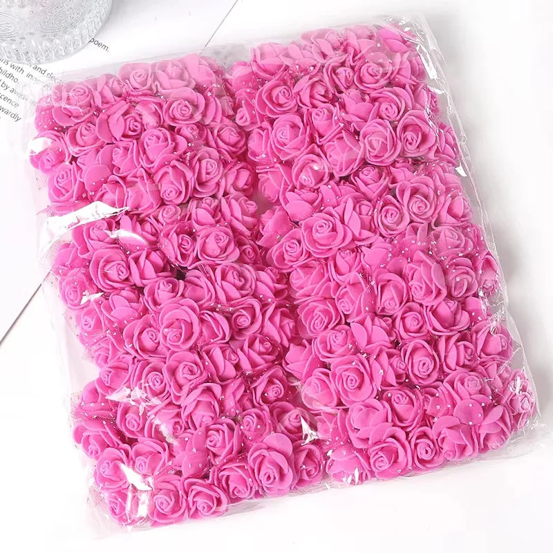 Mini Foam Rose Flower Bouquet Artificial Roses Wedding Party Zpaxo Rose red
