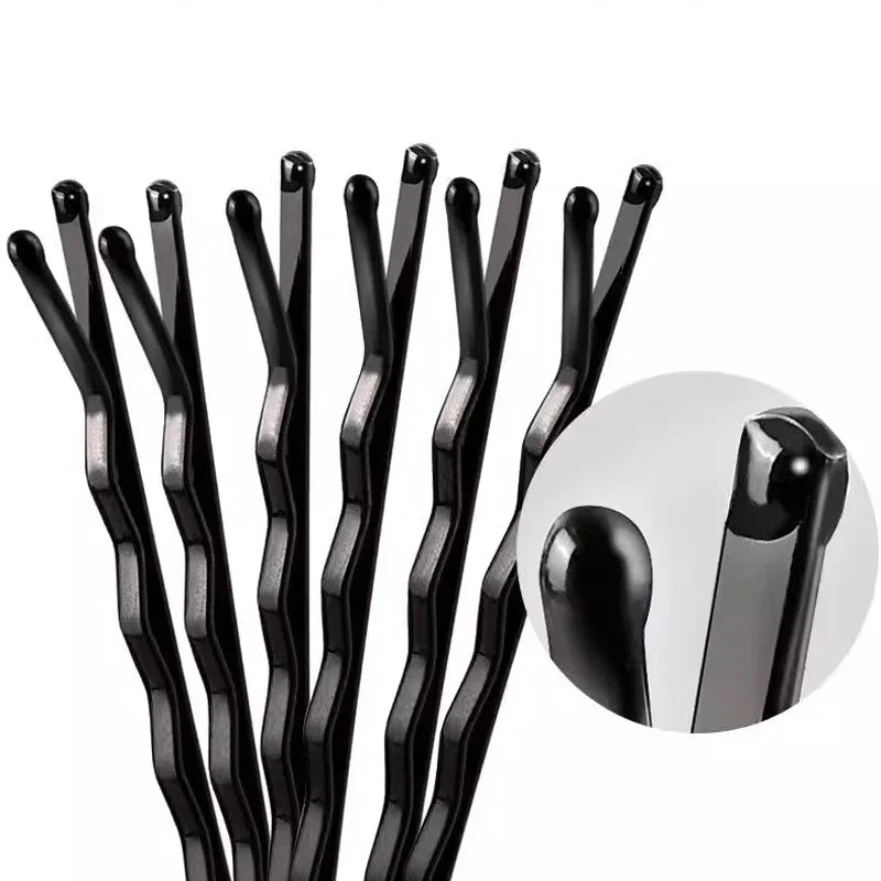 50- Black Pins Non-slip Hairpins Women Durable Metal Straight Line