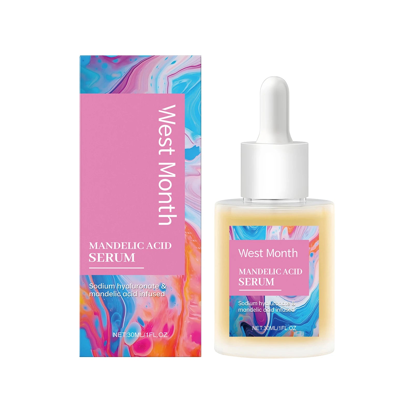 West Month Mandelic Acid Essence Facial Mild Moisturizing Moisturizing Essence Mild Exfoliation, Promote Cell Renewal 1 OZ Zpaxo 30ml boxed