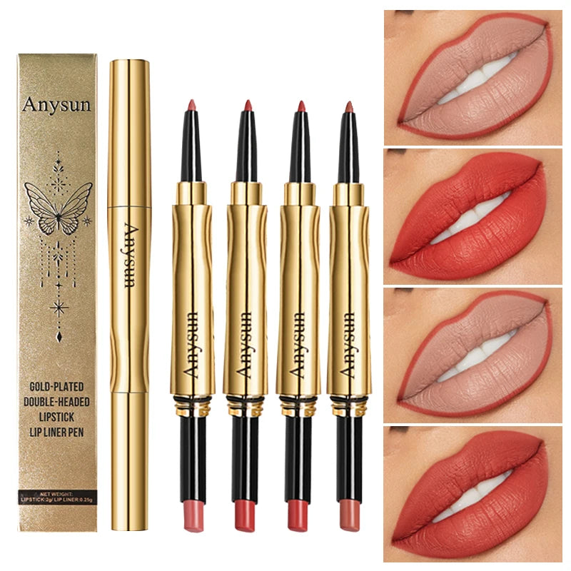 2-in-1 Double Headed Matte Lip Gloss Waterproof Smooth Apply Long Zpaxo