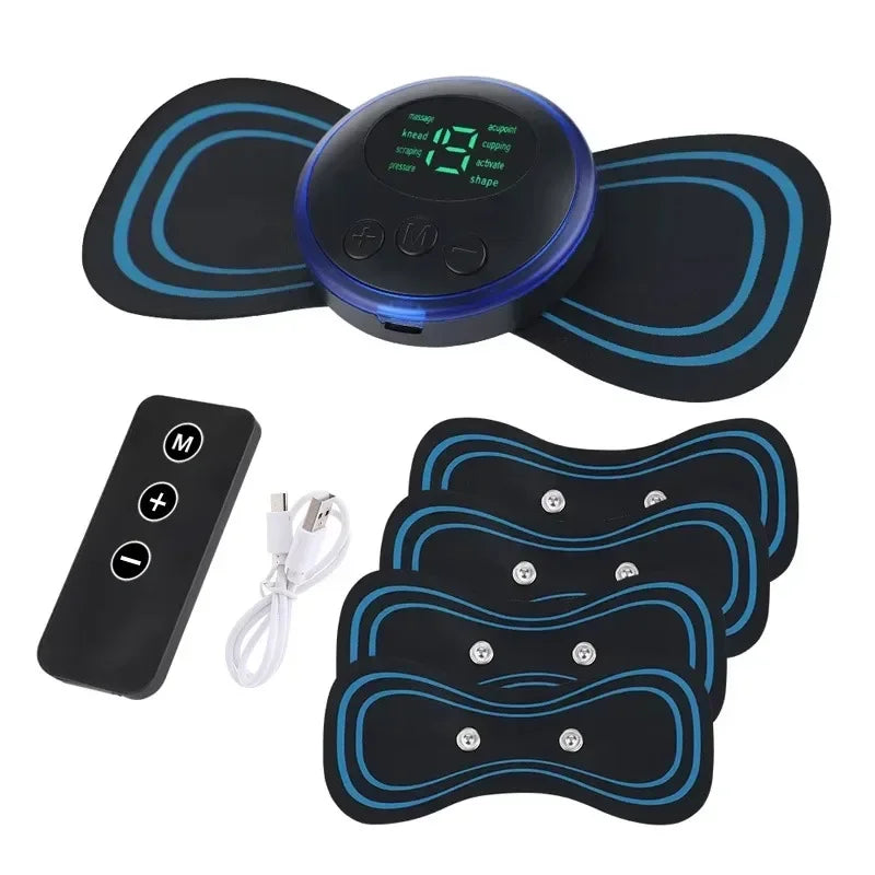 Portable Electric Neck Massager with Remote Control EMS Low Frequency Pulse Massager for Muscle Relaxation Relief The Pain Zpaxo 5 Massage Patches