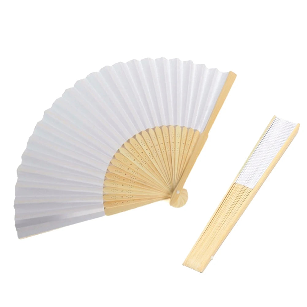 1-50PCS Paper Bamboo Folding Hand Fan Wedding Personalized Fans Party Decor Art Craft Chinese Dance Fan DIY Folding Fan Zpaxo