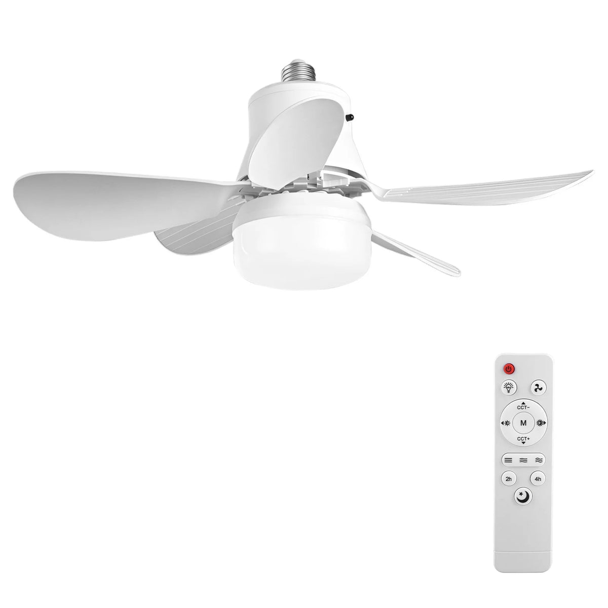 2-in-1 Socket Fan Light Remote 40 Small Ceiling W LED E27 Cordless Zpaxo D-520mm-40W