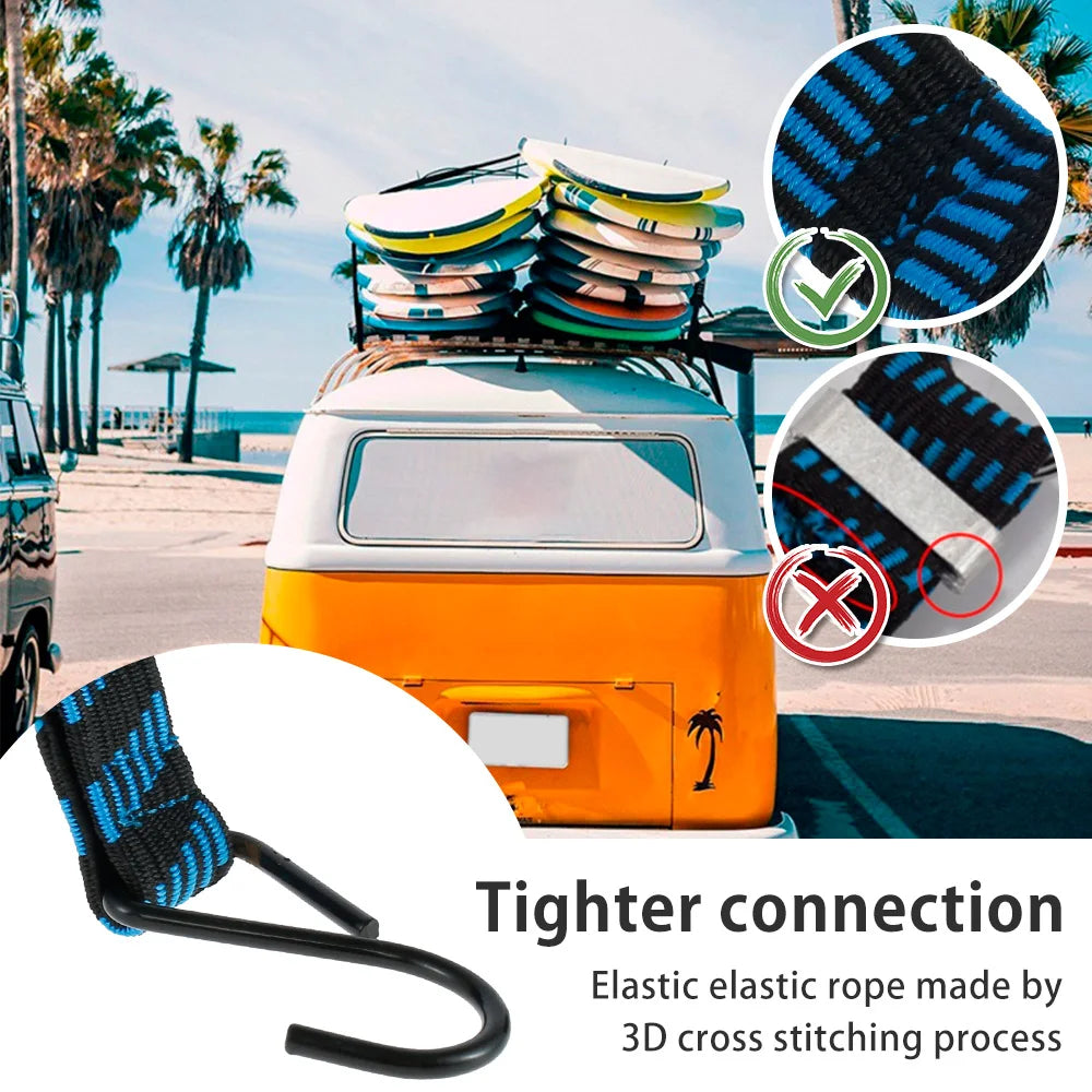 5Pcs Bungee Cords Elastic Bungees Cords with Hooks Heavy Duty Luggage Bungee Straps Anti-slip Flat Elasticity Rope for Zpaxo