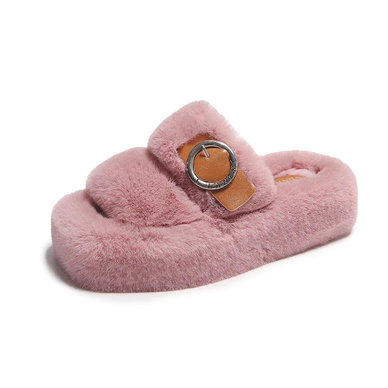 Women Slippers Thick Bottom Double Slippers Autumn/Winter New Style Korean Shoes Women Soft Bottom Cotton Home Slides Women Zpaxo Pink 38