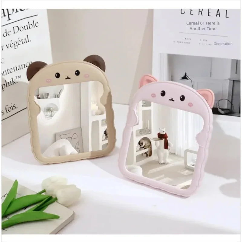 Bedroom Small Makeup Mirror Cartoon Panda Ear Table Foldable Student