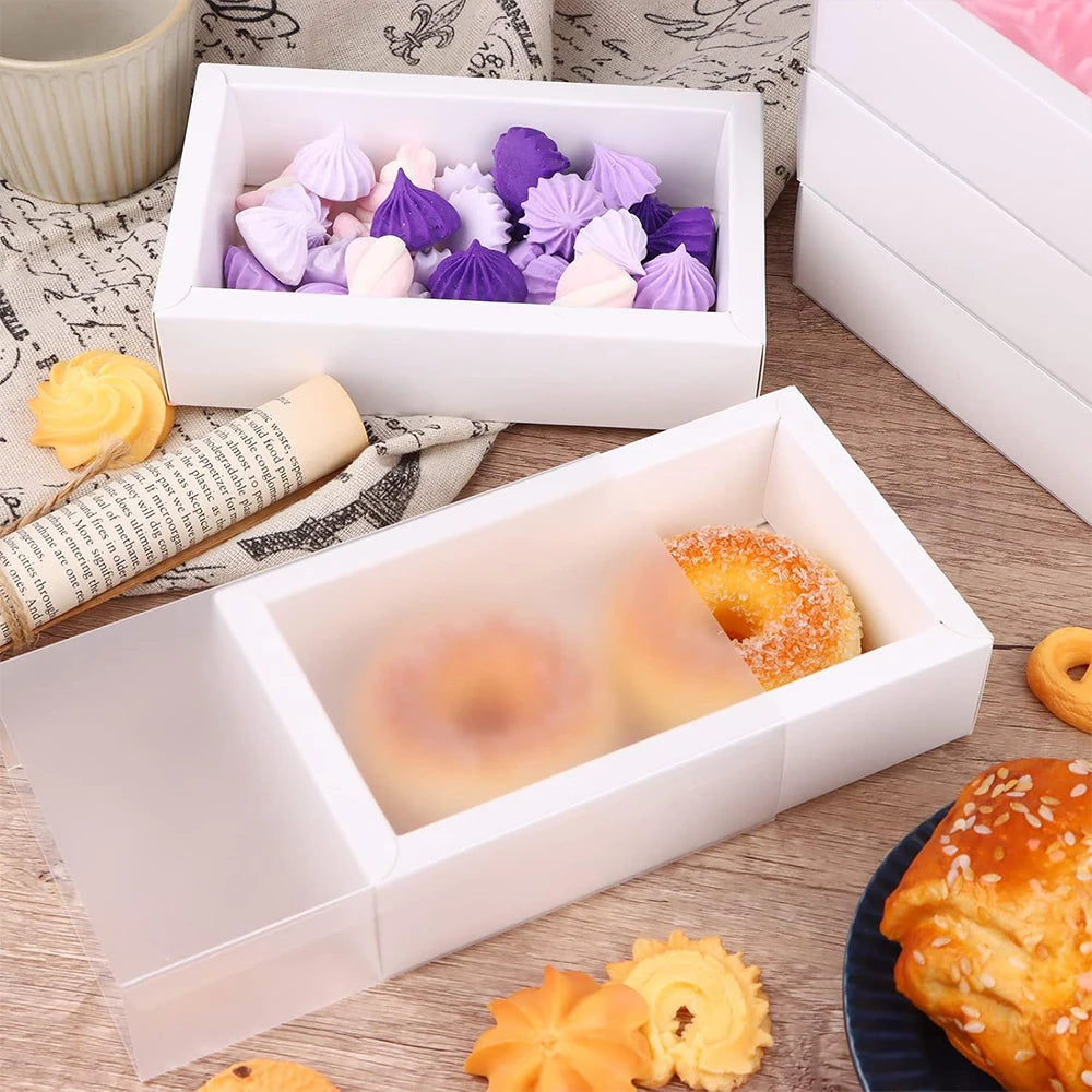 10Pcs Pull-Out Gift Boxes Drawer Kraft Paper Boxes with Clear Window Gift Jewelry Packaging Business Wedding Birthday Party Zpaxo