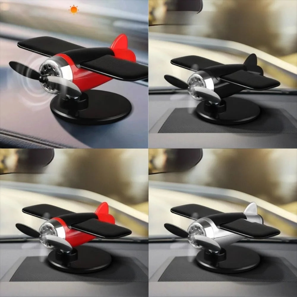 360 Rotary Car Solar Airplane Ornaments Creative Mini Center Console Zpaxo