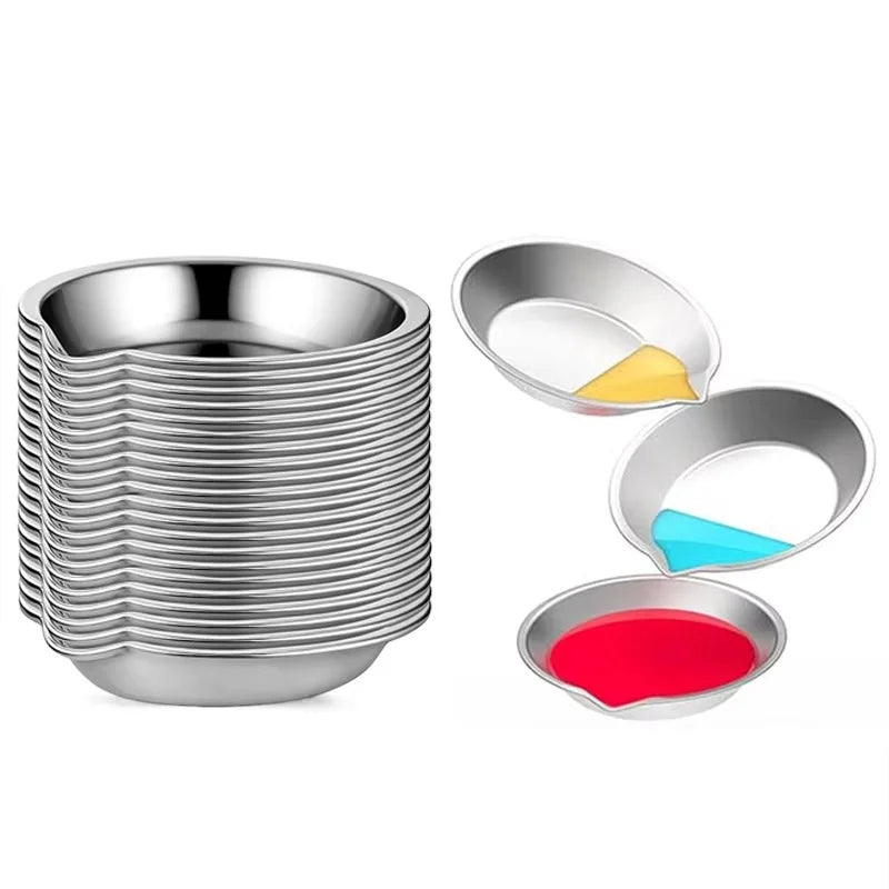 1-10pcs Stainless Steel Painting Palette Spouted Color Bowls Oil Paint Trays Paint Color Mixing Cups For Art Stationery Supplies Zpaxo