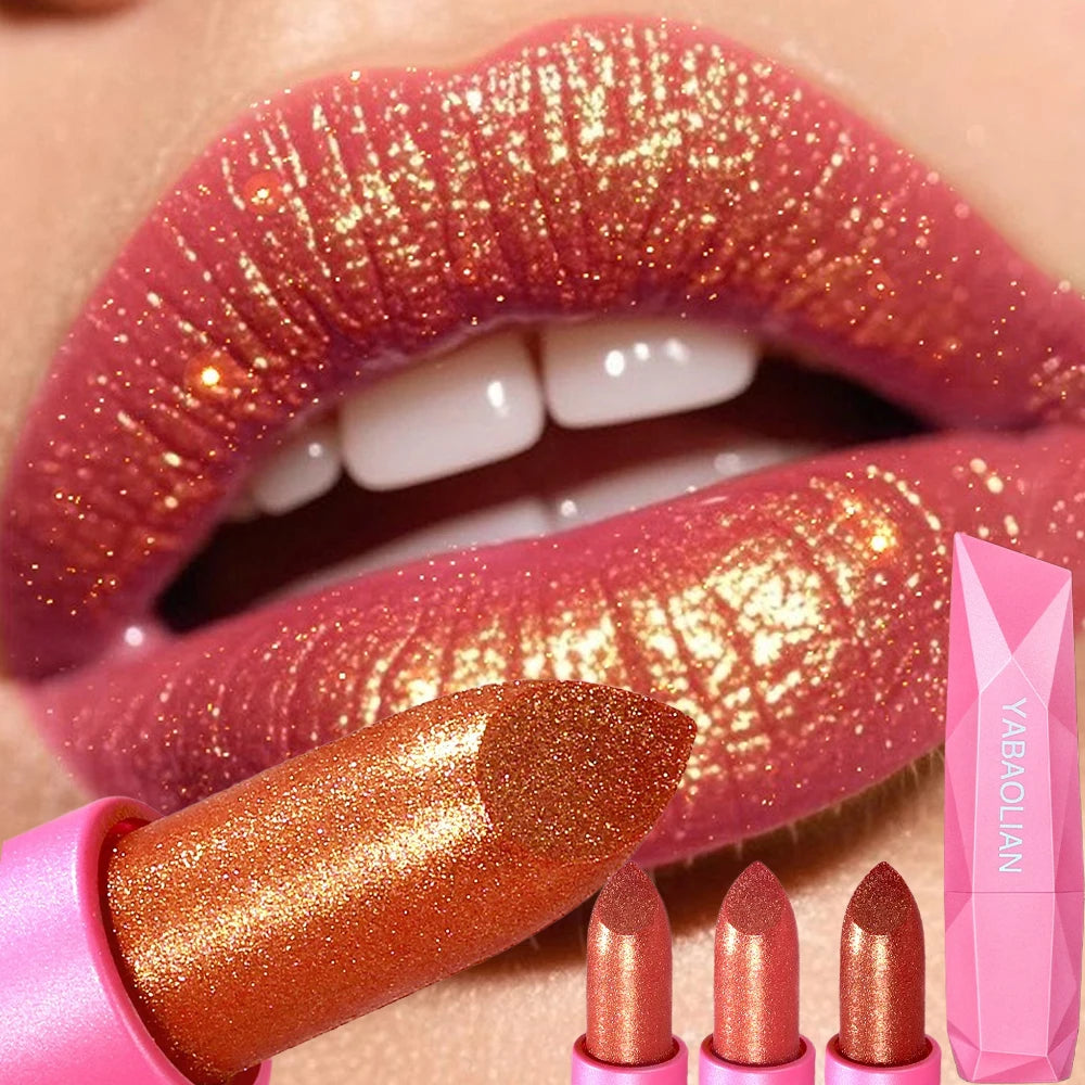 6 Colors Quicksand Golden Lipstick Fine Glitter Moisturizing Silky Zpaxo
