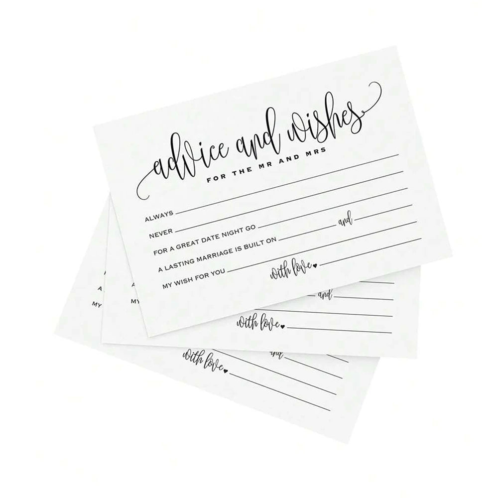10/25/50/100Pcs Advice and Wishes for the MR and MRS Cards Wedding Advice Cards Wedding Receptions Bridal Showers Zpaxo