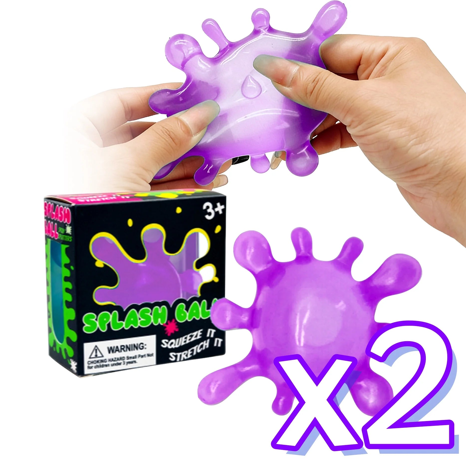 Splash Squeeze Stress Ball Slow Rise Fidget Toy Adults &amp; Kids Fidget Stress Ball Zpaxo Purple Color x 2