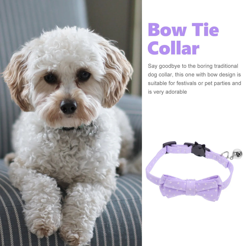Pet Dog Collar Small Adjustable Bow Tie Cotton Bell Decorative