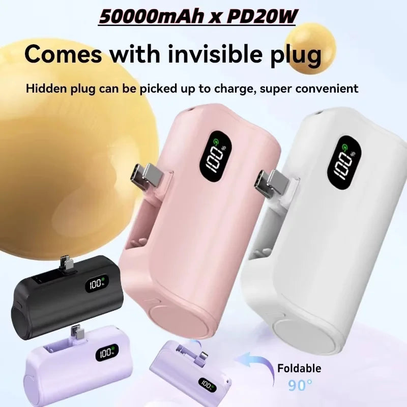 Mini Capsule 50000mAh High Capacity Power Bank Portable Wireless Fast Charging External Battery For iPhone Huawei Samsung Zpaxo